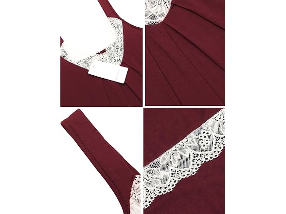 Ekouaer Women (XL) Nightgown V-neck Lace Sleepwear