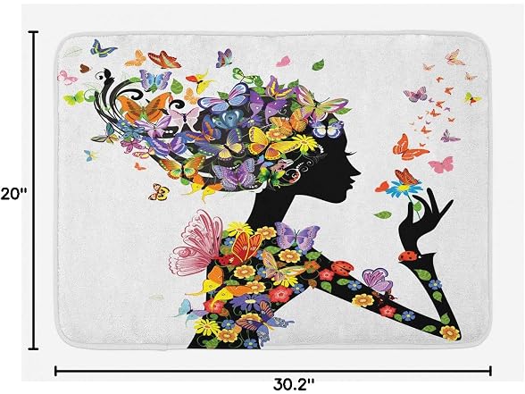 Ambesonne Butterflies Bath Mat, Girl Fashion 