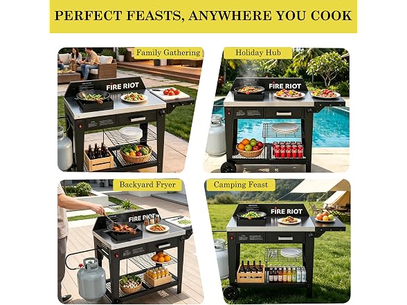 FIRERIOT 50K BTU Outdoor Propane Wok Station