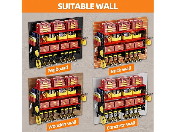 Dollate 4 Layer Power Tool Organizer Wall Mount