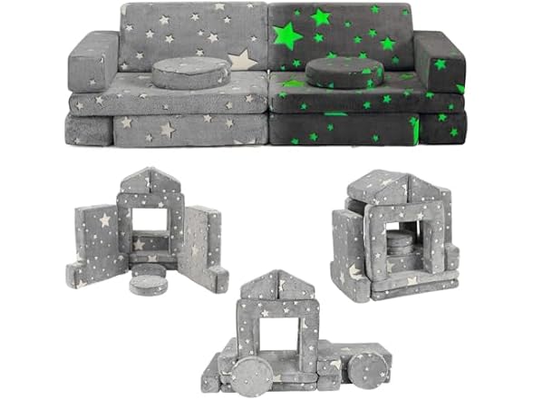 GIMMYFIVE Kids 12pc Modular Couch Grey
