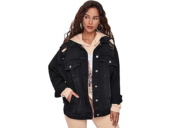 Floerns Women (M) Ripped Casual Long Sleeve Jacket