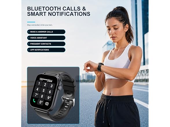 OUKITEL Black 1.83" HD Touch Screen Smart Watch