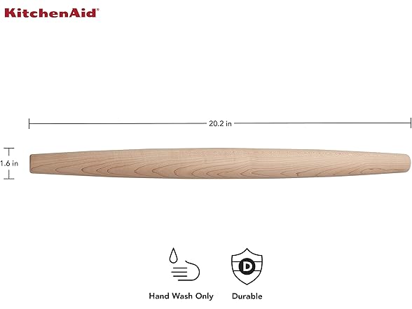 KitchenAid Maplewood French Rolling Pin, 22-Inch, Brown