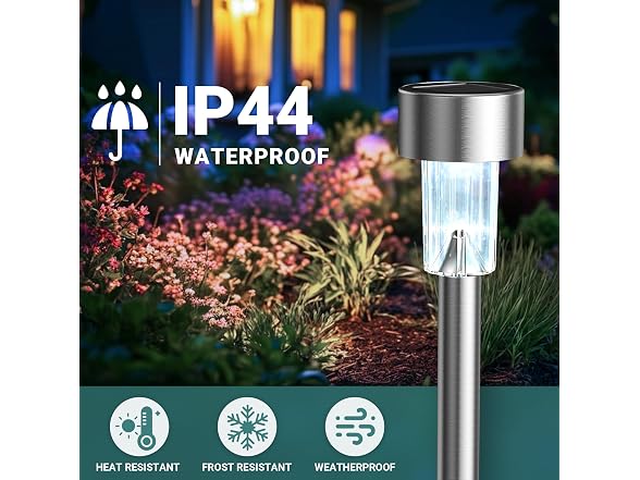 Stainless Steel LED Solar Garden Lights for Patio, 20PK