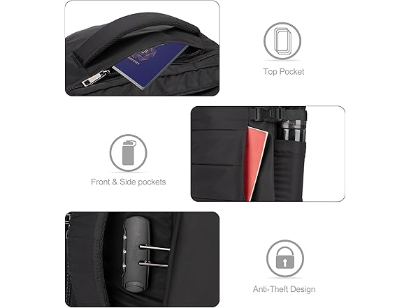 Black 40L Travel Backpack