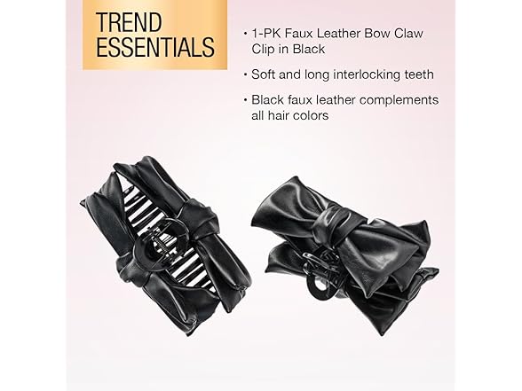 Scunci by Conair faux leather bow claw clip Black