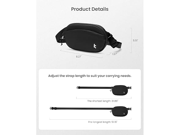 tomtoc 1.5L RFID Belt Bag & Sling Bag