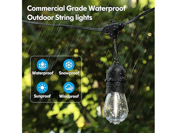Lakumu Outdoor String Lights,96FT,Black