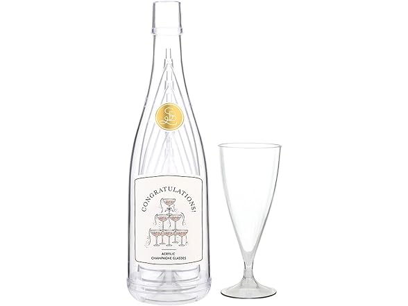 Stackable Acrylic Glasses with Storage Bottle, Set of 5