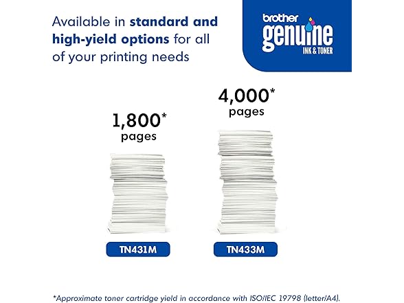 Brother Genuine High Yield Toner Cartridge, TN433M