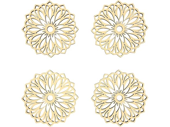47th & Main Set of 4 Drink Coasters 4" Diameter, Yellow Flower