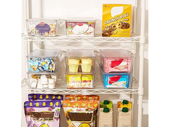 Vtopmart 4pcs Kitchen Clear Stackable Storage Bins
