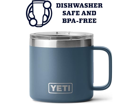 YETI Stainless Steel Rambler Drinking Cup, 14oz, Nordic Blue