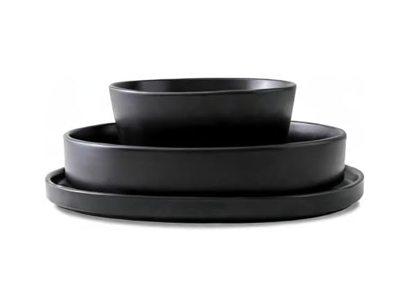 Stone Lain Celina Stoneware 12-Piece Dinnerware Set, Black