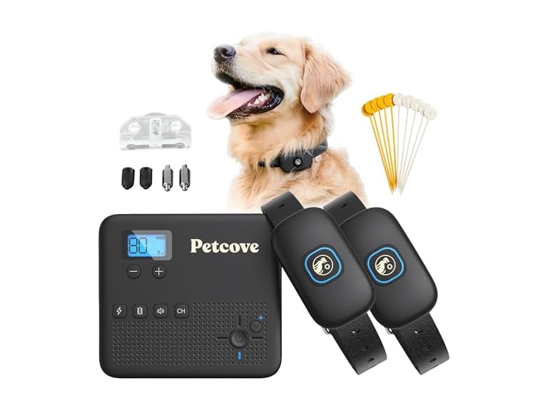 PetCove Wireless Dog Fence System & Remote Training Collar, 2 Piece