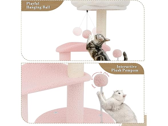 Athena Collection Small Cat Tree Condo with Sisal Scratching Post