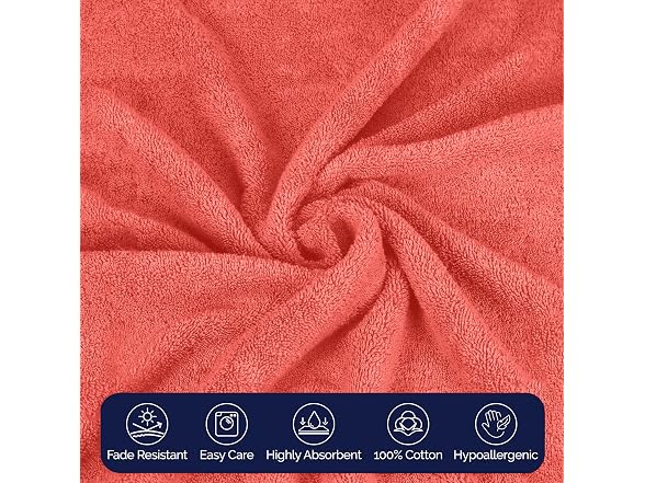 Elegant Comfort Premium Cotton 8-Piece Towel Set, Coral