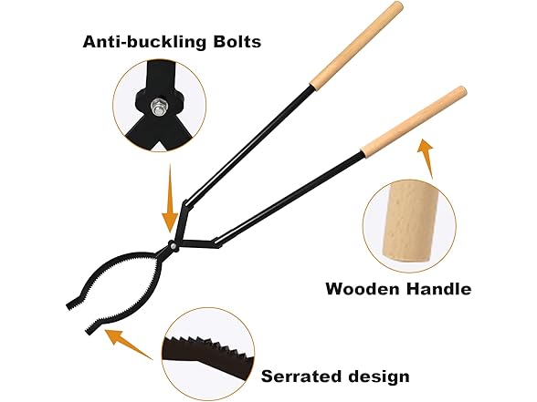 USENIOR Heavy Duty Firewood Tongs