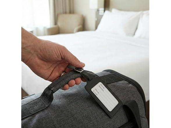 Fun Express Faux Leather Luggage Tags, 12 Pieces