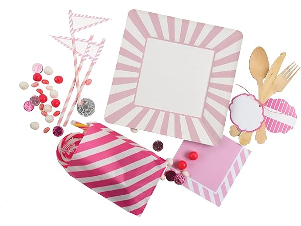 12 Count Retro Paper Straws with Banners, Pink