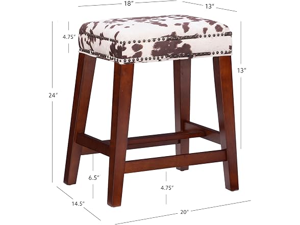 Linon Harlow Brown Cow PrintBackless Counter Stool 24" (Open Box)