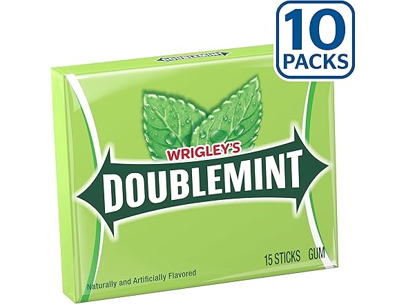 10PK WRIGLEY'S DOUBLEMINT Mint Gum Chewing Gum