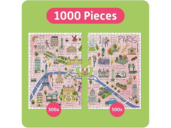 TEAMPUZZLE: Paris – 1000pc Jigsaw Puzzle, Designed for Two