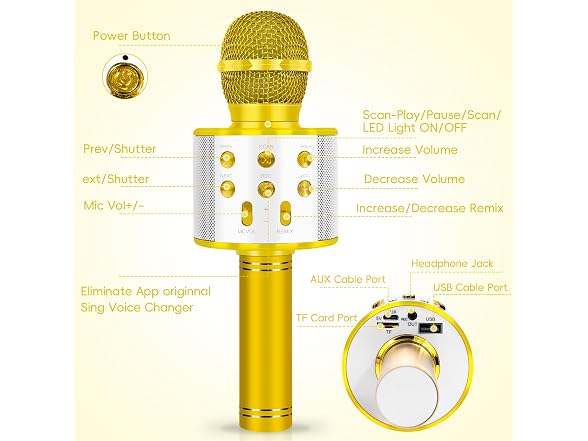 KIDWILL Karaoke Mic Gold