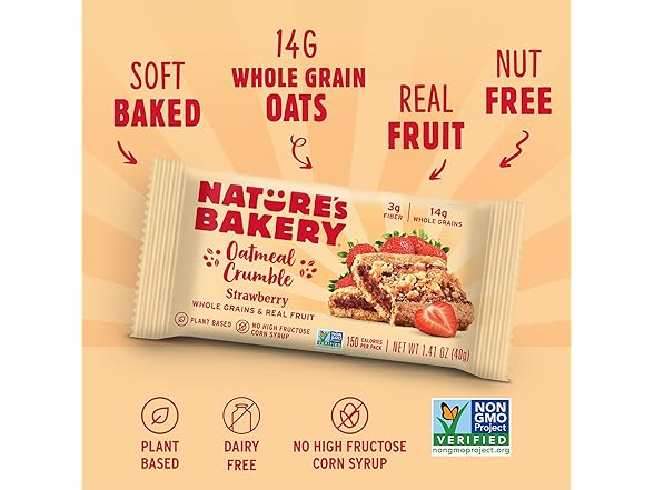 6CT Nature’s Bakery Oatmeal Crumble Bars, Strawaberry