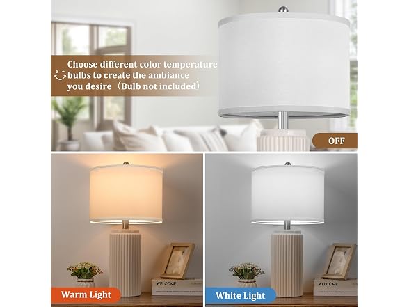 TOBUSA Beige 23.5" Modern Ceramic Table Lamps Set of 2