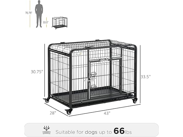 PawHut Folding Design Heavy Duty Metal Dog Cage