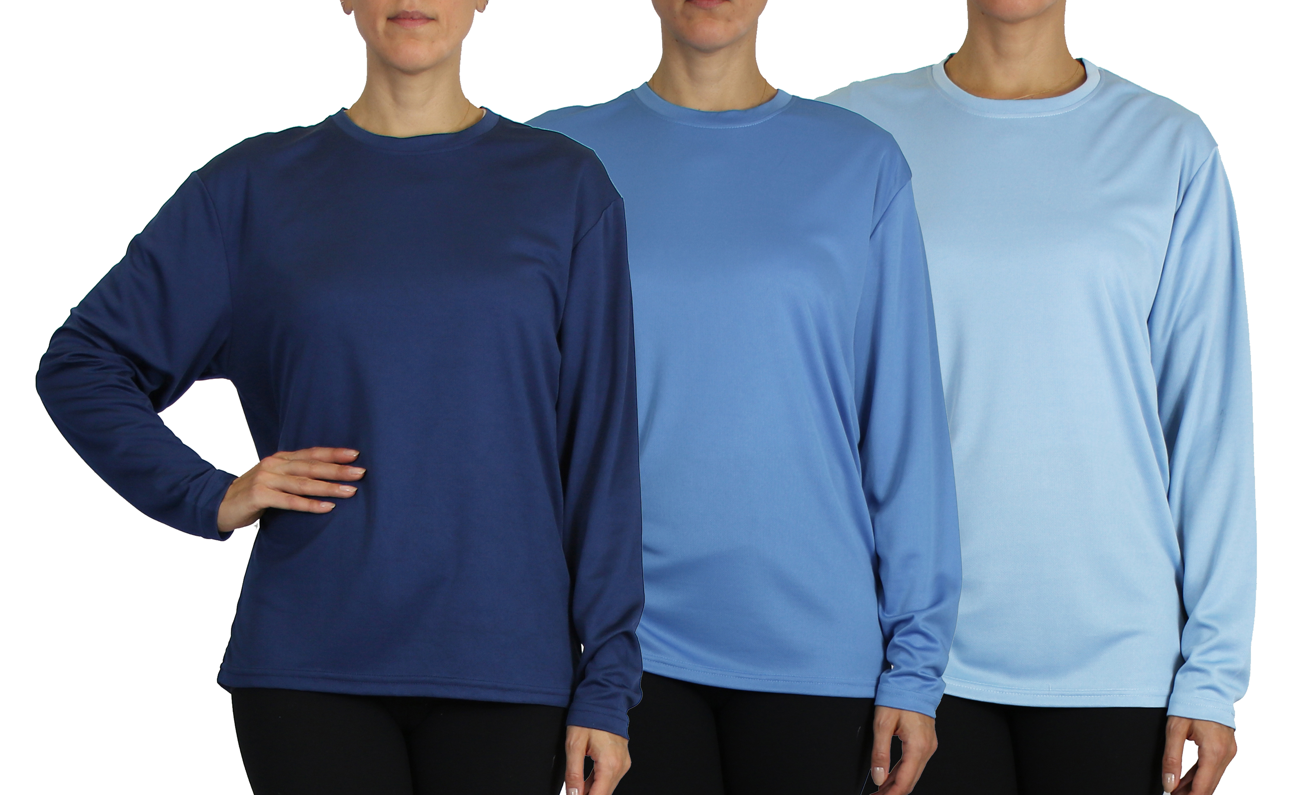 3Pk Womens L/S Loose Fit Performance Shirt - Gallery 21