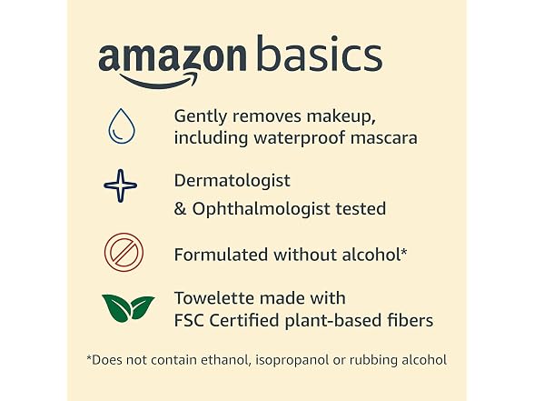 Amazon Basics Makeup Remover Wipes 25ct