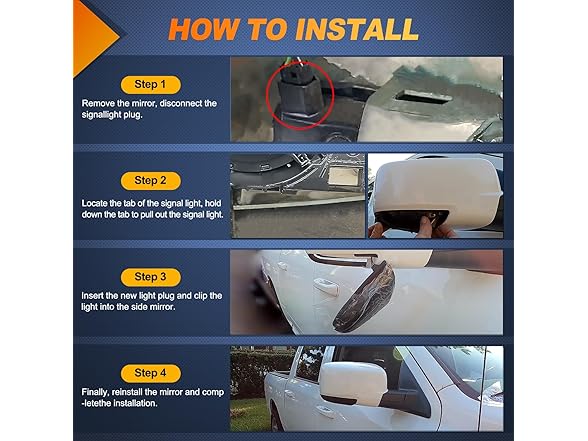 Nilight Side Mirror Marker Light Switchback Amber Turn Signals
