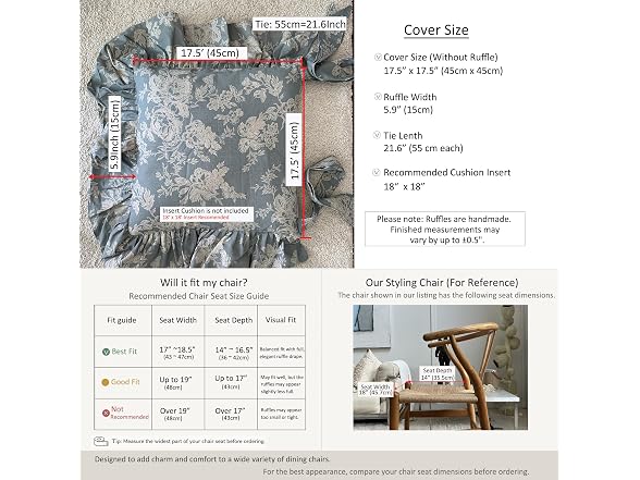 Chair Pad Slipcover, 1 Cover, 17.5"x17.5"