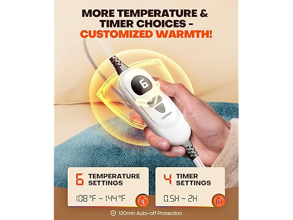 Lenmen Graphene-Infused 1Min Fast Heating Pad, Deeper Pain Relief Weighted Heating Pads for neck and shoulders and back, Heated Wrap with 6 Heat Options 4 Auto Timer, Gifts for Men Women Mom Christmas (Open Box)