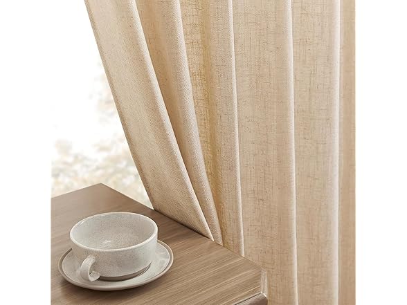 Joydeco Linen Curtains 96" Long 2 Panels