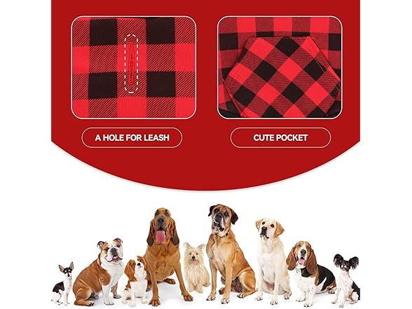 Stpiatue Dog Sweater Red Buffalo Plaid