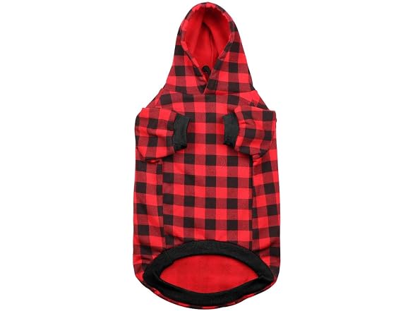 Red Plaid Dog Hoodie Sweater for Large Dogs P
