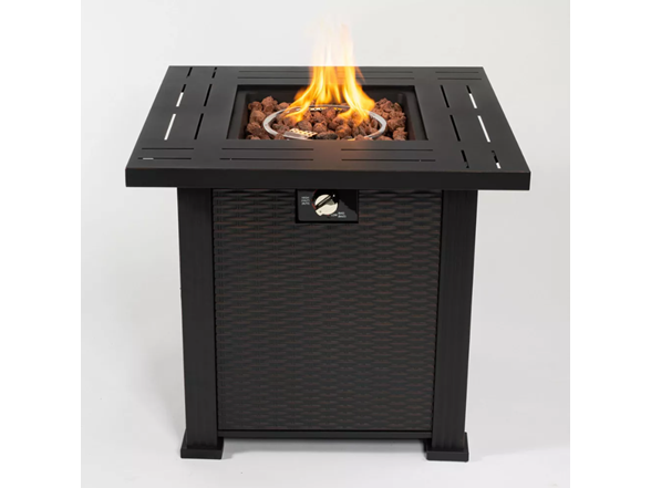28" Sq 50k BTU Steel Fire Table – Black