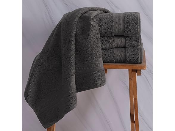 REGAL RUBY 4 Pack Grey Bath Towels