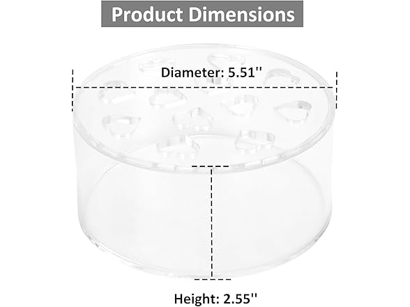 TOMTREE Clear Acrylic Low-Profile Cylinder Vase,