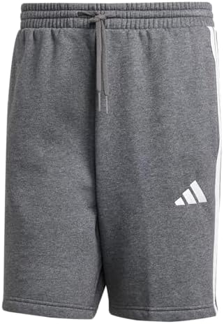 adidas Men's Tall Size Essentials 3-Stripes Fleece 9-Inch Shorts, Medium Grey Heather/Black