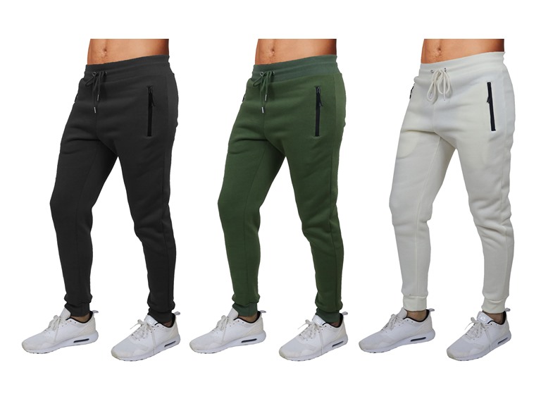 PC WC-----(Men's 3Pack) / MFJ-500 / BAO / S Small 3Pk Mens Fleece Jogger Sweatpants Black - Natural - Olive