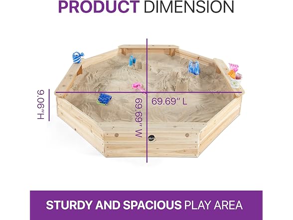 Plum Wooden Large Sandbox with Cover
