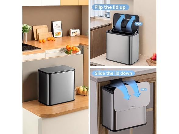 1.3 Gallon Kitchen Trash Can Silver