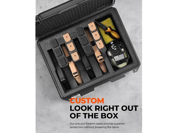 Waterproof Pistol Case 5 Guns 4+1 Layout