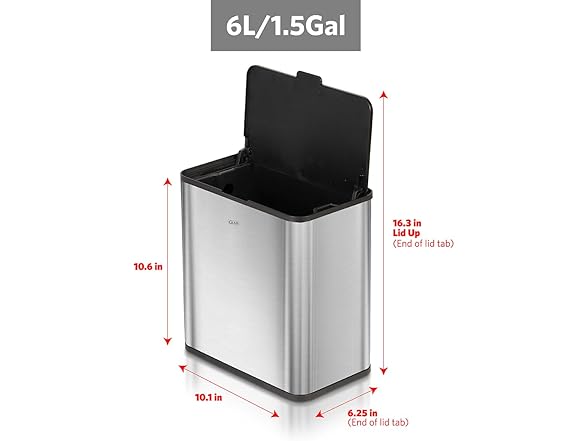 Glad Roomate Stainless Steel Trash Can 1.5G 