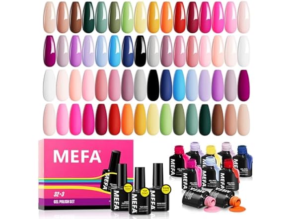 MEFA 35 Pcs Gel Nail Polish Set Seasonal Flowers